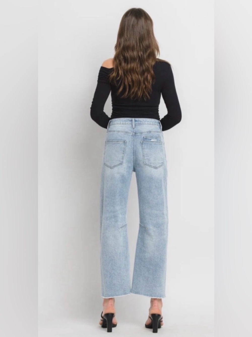 NWT Vervet High Rise Kate Barrel Jeans Light Wash Raw Hem Size 27 - Picture 3 of 6